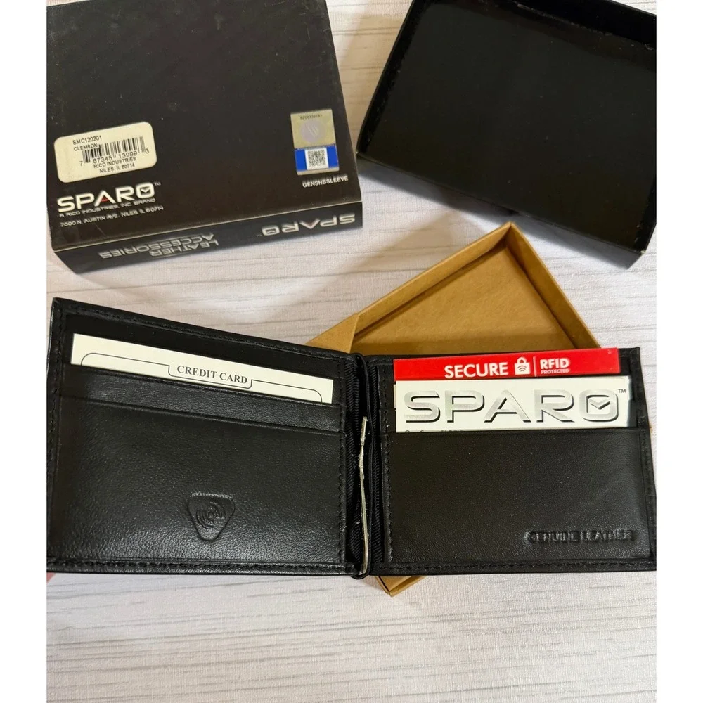 Sparo Clemson Tigers Mens Black Leather RFID Money Clip Wallet SMC120201 NIB